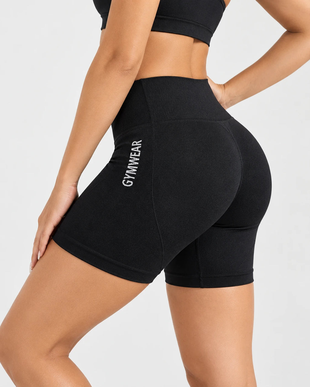 Short Sculpt negro de cintura alta, vista lateral
